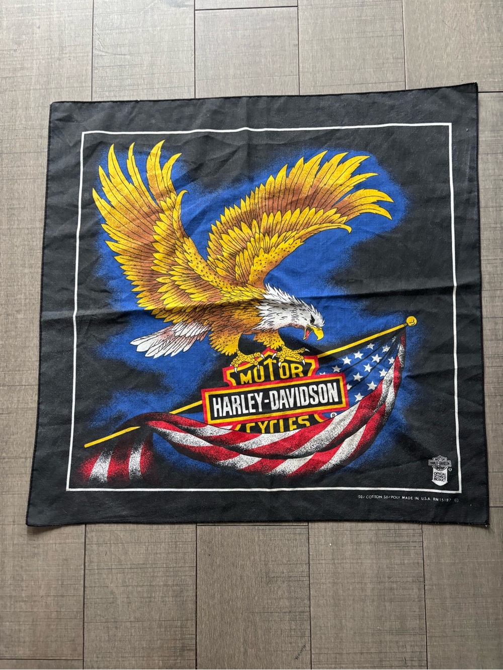 4 for $25- Harley-Davidson Eagle & American Flag Bandana - Black/Yellow/Blue